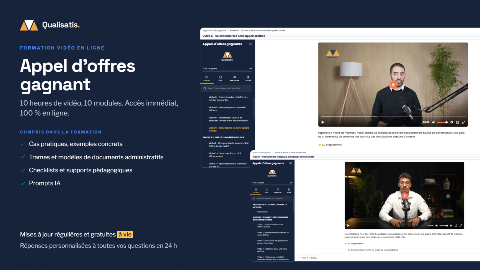Appel d'offres gagnant : 10 h de vidéo en 10 modules, plateforme, trames, modèles et prompts IA